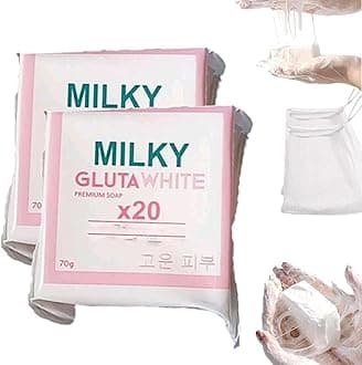 Milky Gluta White Soap 20x, Milky Gluta White Soap, 𝐆𝐥𝐮𝐭𝐚 Milk 𝐒𝐨𝐚𝐩, Glutamilk 𝐖𝐡𝐢𝐭𝐞𝐧𝐢𝐧𝐠 Soaps, Milkygluta 𝐒𝐨𝐚𝐩 Bar Premium, Deep Cleanse (2pcs)