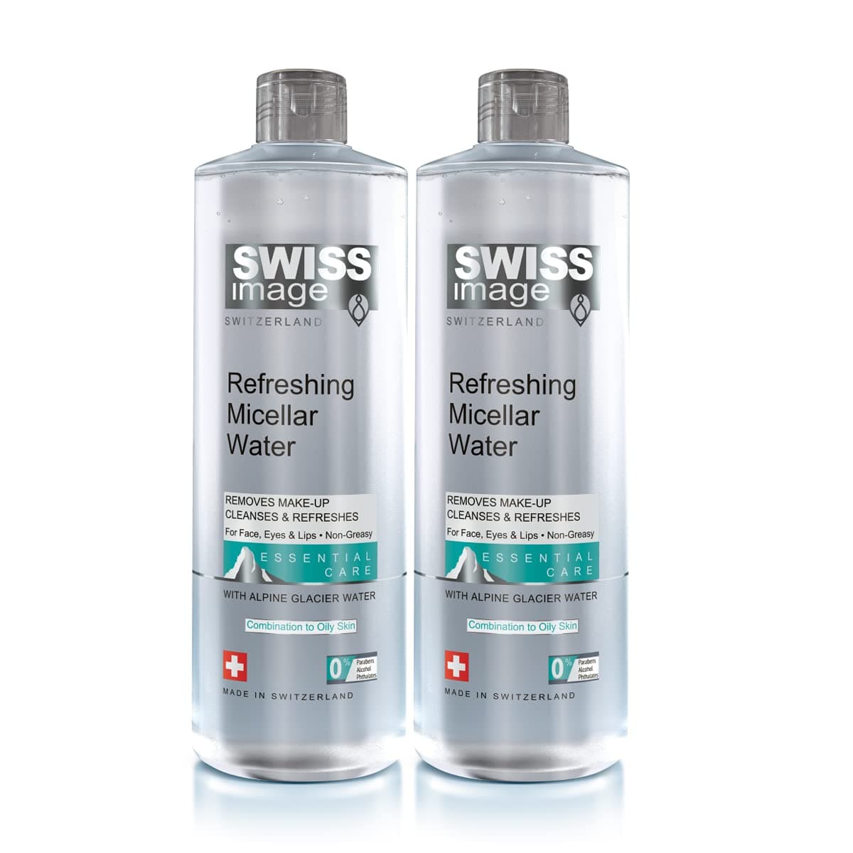 Swiss Image Refreshing Micellar Water 2 X 400 ml | Make Up Remover, Cleanses & Refreshes, Removes Waterproof Make Up, Non Greasy, hydrating | Non Rinse off | For Combination To Oily Skin