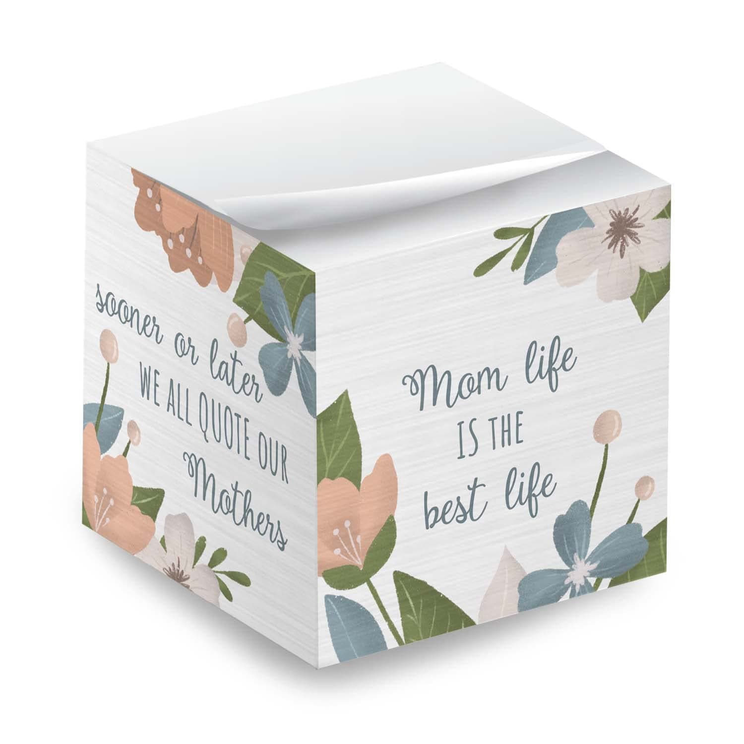 Mothers Floral Sticky Note Cube / 600 Sheets / 2.75" Memo Block Printed on 4 Sides / Four Empowering Messages On Each Side