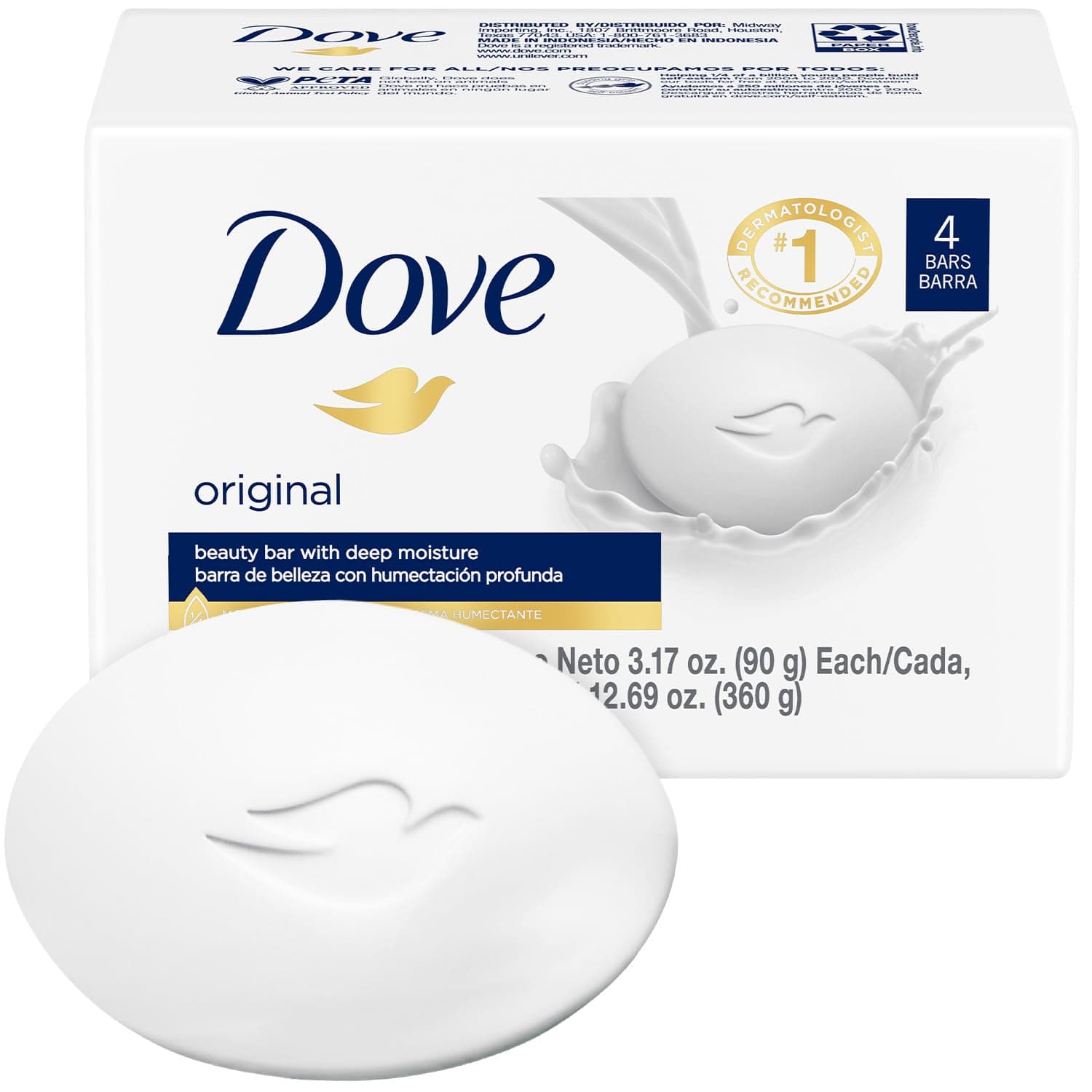 Dove Soap, Original Beauty Bar Pack (4 Soap Bars)