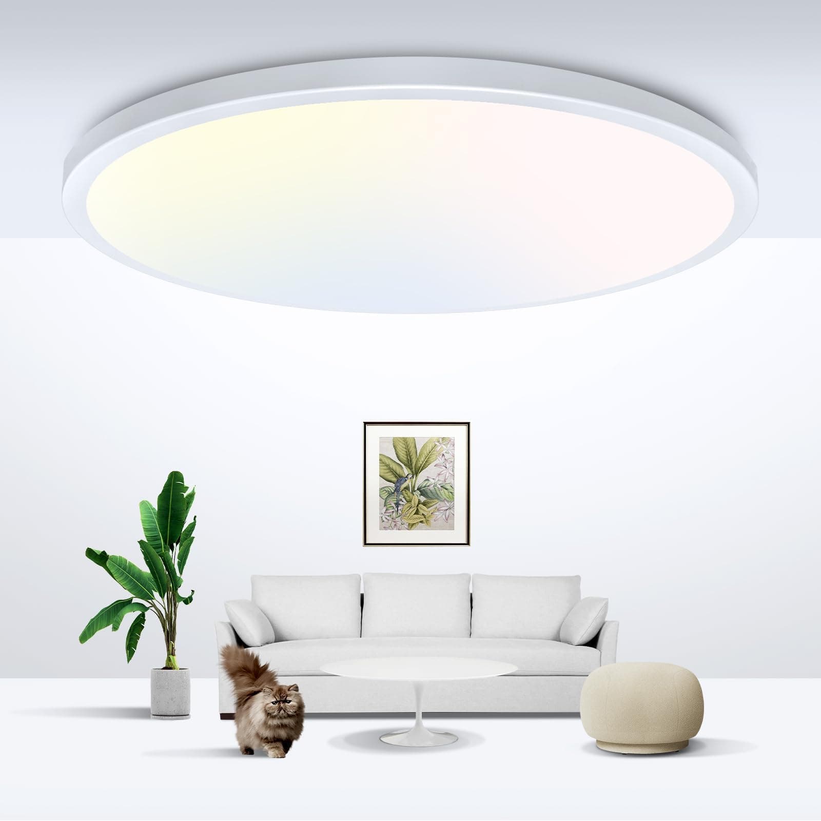 libtit 24W 33CM Bathroom Lights Ceiling,2400LM Led Flush Mount Ceiling Light, 3 Color Selectable 3000K/4500K/6000K Thin Round Ceiling Panel Light Fixture for Kitchen,Bedroom,Hallway,Office