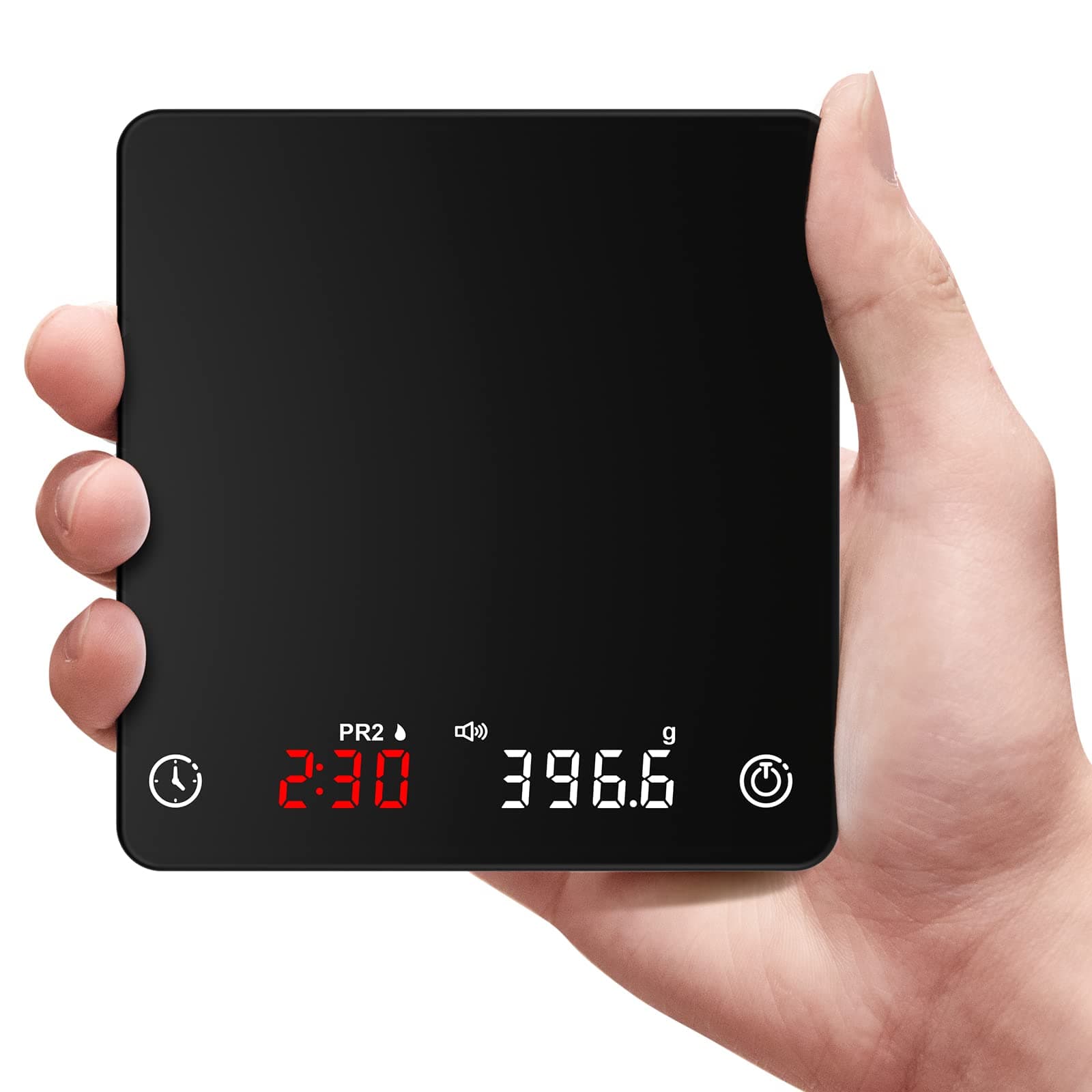 Coffee Scale, Espresso Scale,Weigh Digital Coffee Scale with Timer, 2kg/0.1g High Precision Pour Over Hand Drip Scale Weighing Instrument Auto Mode(LED,Black,Rechargeable)