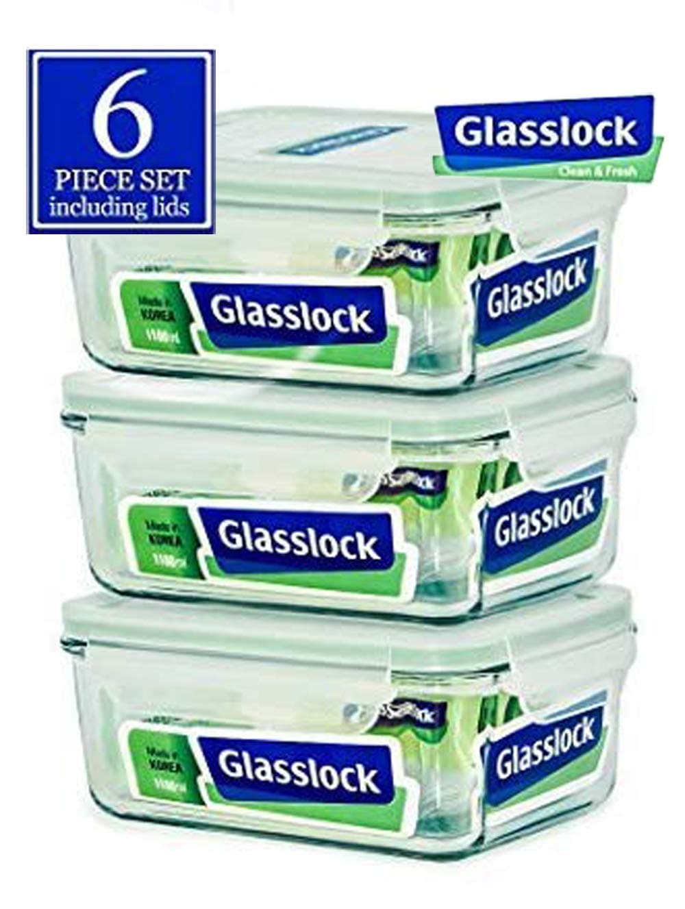GlasslockFood-Storage Container with Locking Lids Oven and Microvave Safe - Rectangular 37oz