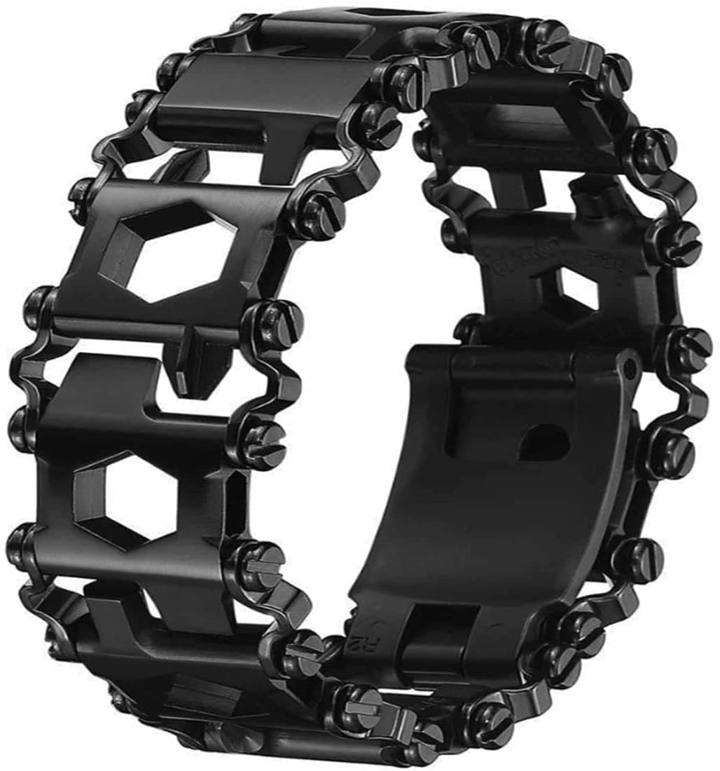 Multitool Bracelet 29 In 1, 22Cm Stainless Steel, Multi Tool Bracelet For Men Outdoor Travel Watch Strap, Multifunctional Wristbands, Portable Wearable Multitool Trend Bracelet With A Pry Tool (Black)