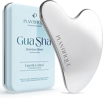 Stainless Steel Gua Sha | Facial Tool | Skin Massage for Face Body Eyes Neck Heart Style with Travel Pouch | Skin Care Gift