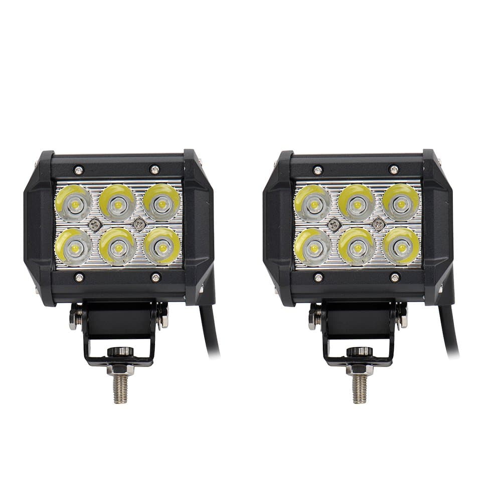 Topautolight 2pcs 4 inch 18W Cree Flood Led Work Light Bar Waterproof Driving Off-road Lamp for Car Boat Truck Jeep 4x4 4WD SUV ATV UTE