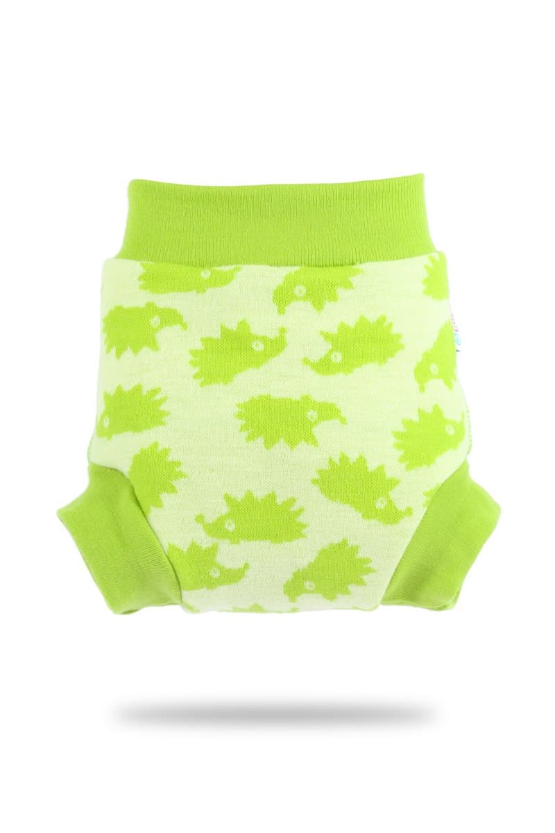 Petit Lulu Merino Wool Pull Up Cloth Nappy Wrap | Woolies Size S | Washable Diaper Wrap | Reusable Cloth Nappies | Made in Europe (Green Hedgies)