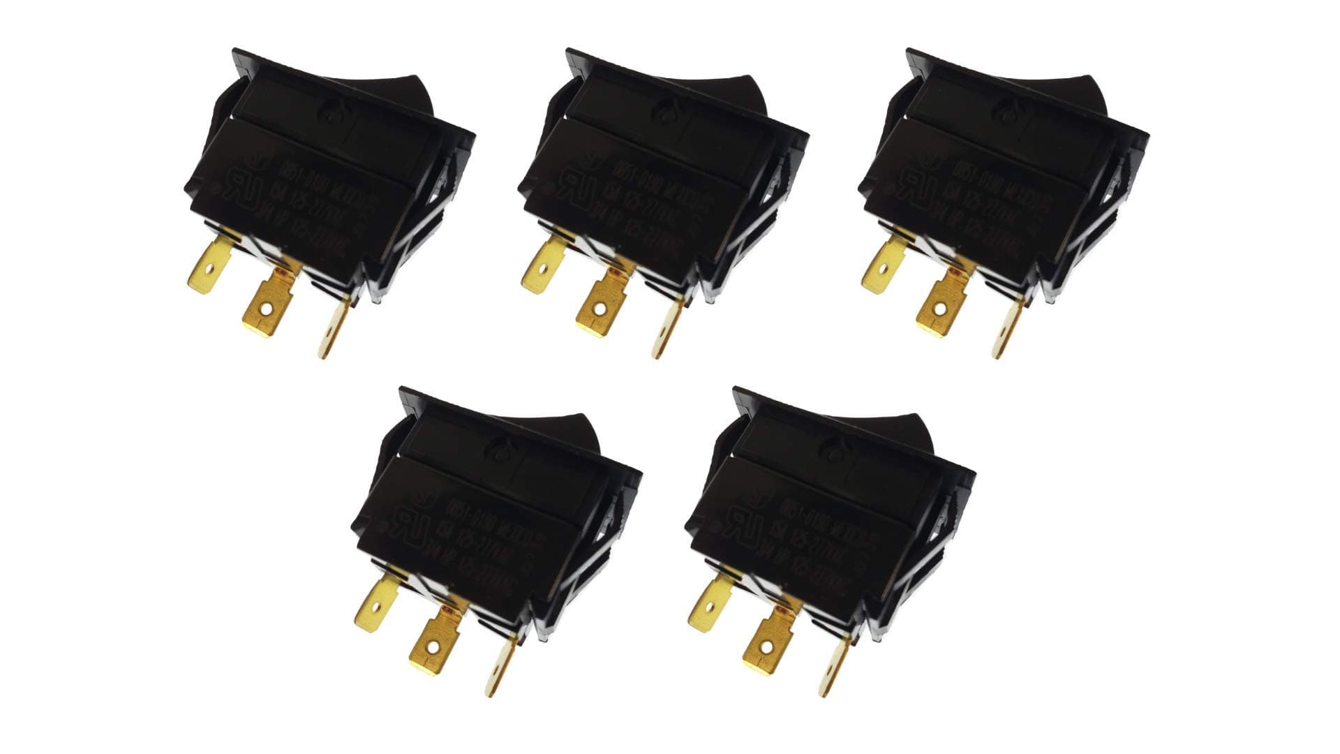 Qualitech5 pcs SPDT Snap-in ON-Off 3 Pin Boat/Automotive Rocker Switch 15A 125V