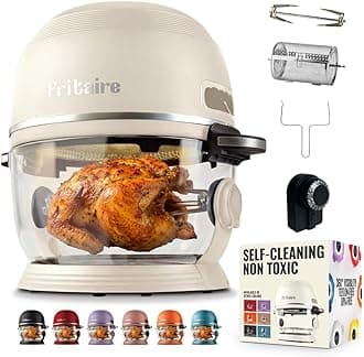 Non-Toxic Air Fryer - Glass AirFryer 5 Quart w/ 360 Visibility, Self-Cleaning, 400F Vortex Air Fryer for Even Cooking, BPA-Free Teflon Free, 6-in-1 Functions, Rotisserie, Roast, B