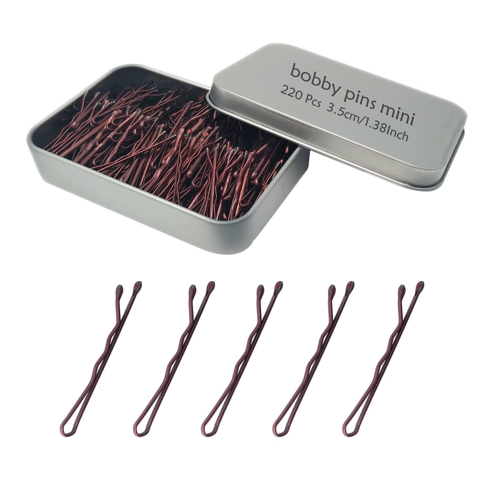 1.38 Inch brown bobby hair pins