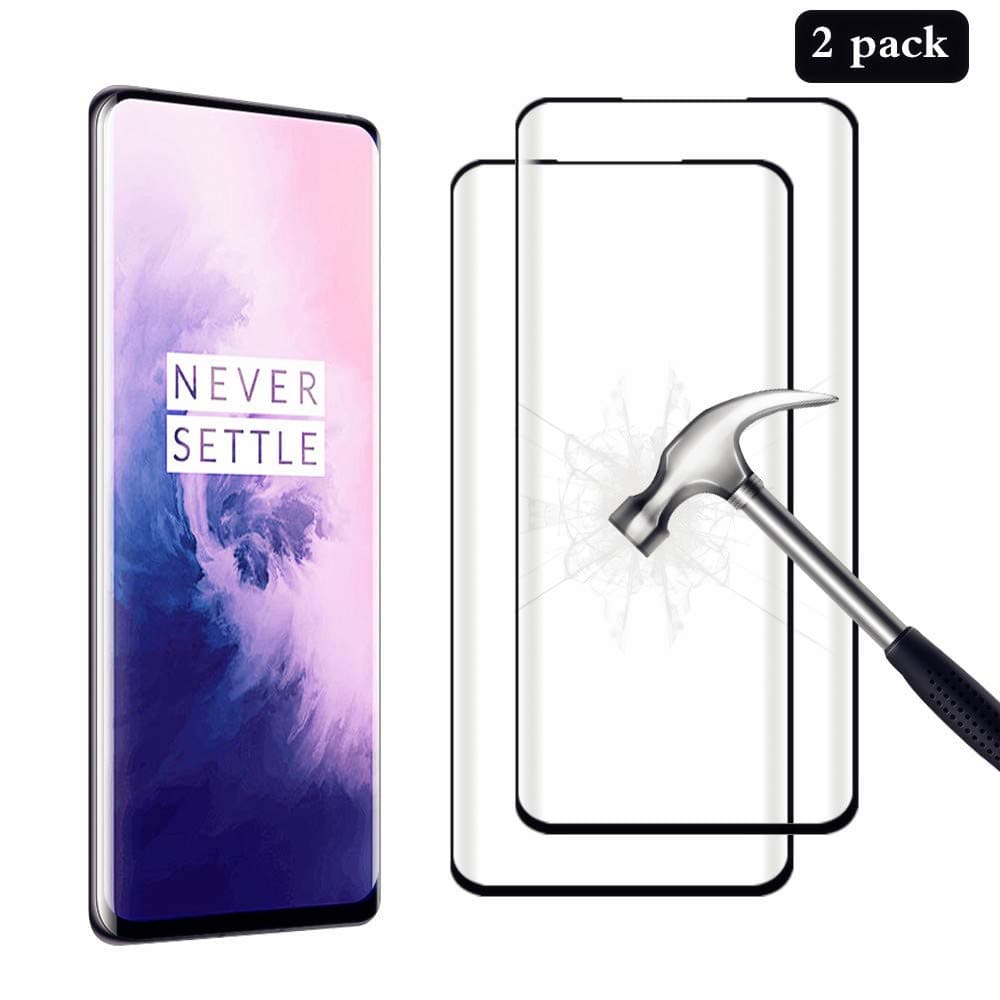 AhaSky 2 Pcs Tempered Glass for OnePlus 7 Pro Screen Protector, [Full Coverage] HD 3D Screen Protector, [Anti-Scratch/Bubble/Fingerprint] [Support In-Screen Fingerprint] Glass Film for Oneplus 7 Pro