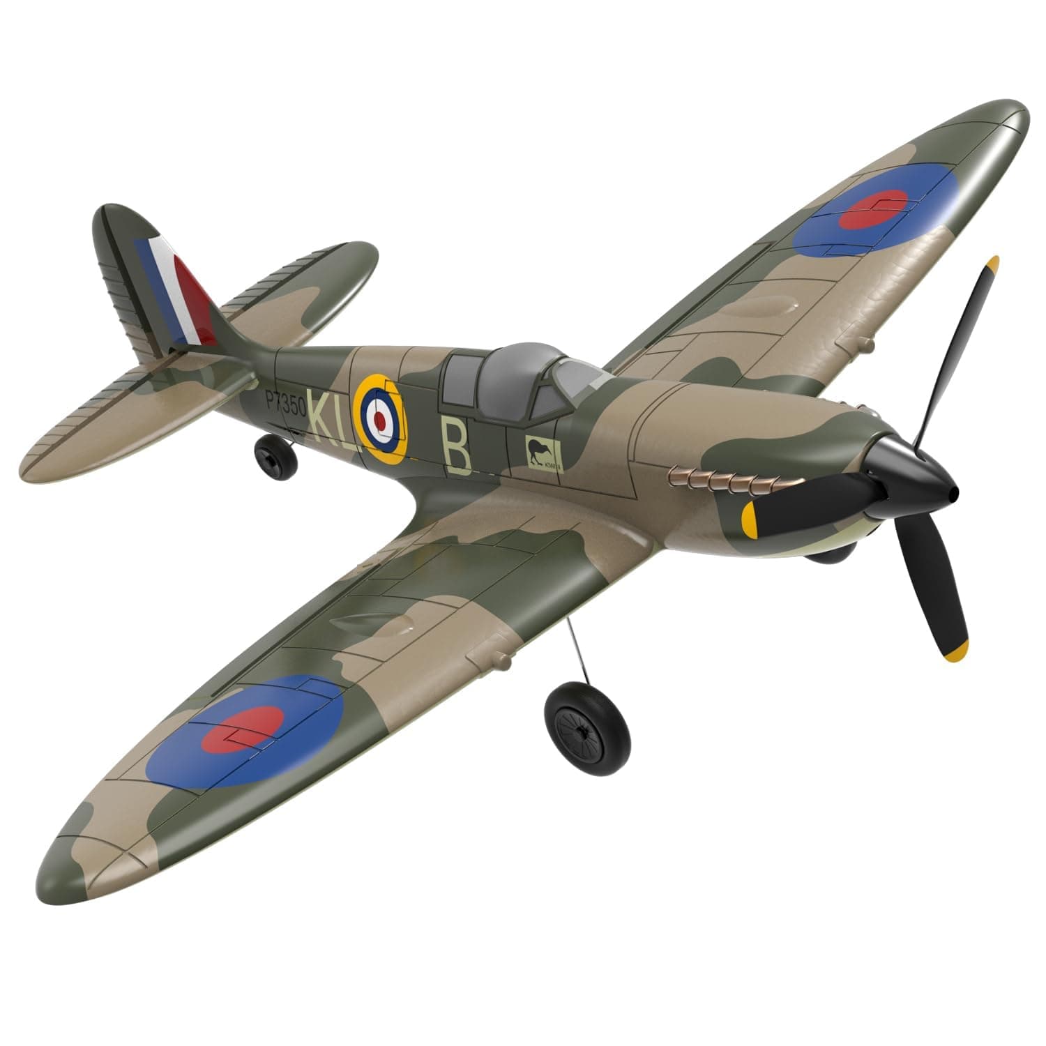 RC Airplane Spitefire PNP Version No Battery No Trainsmitter with 6-Axis Gyro Stabilizer and One-Key Aerobatic Function Easy to Fly for Beginners (761-12 PNP)