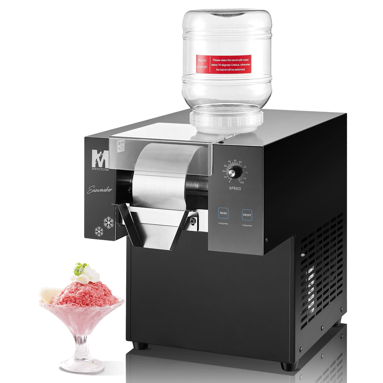 Snowflake Ice Machine, 330.6LBS/24H 660W Shaved Ice Machine, Rapid Cooling, Food-Grade Stainless Steel Material, Snowflake Ice Maker for Dessert, Ice Cream,Suitable for Party＆Commercial Use