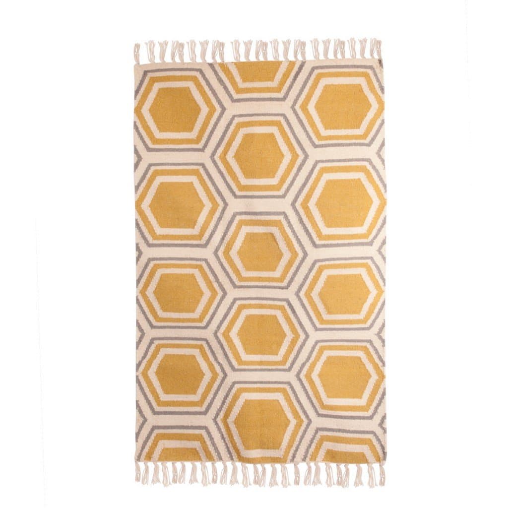 Ian Snow Handwoven Wool Rug, Mustard