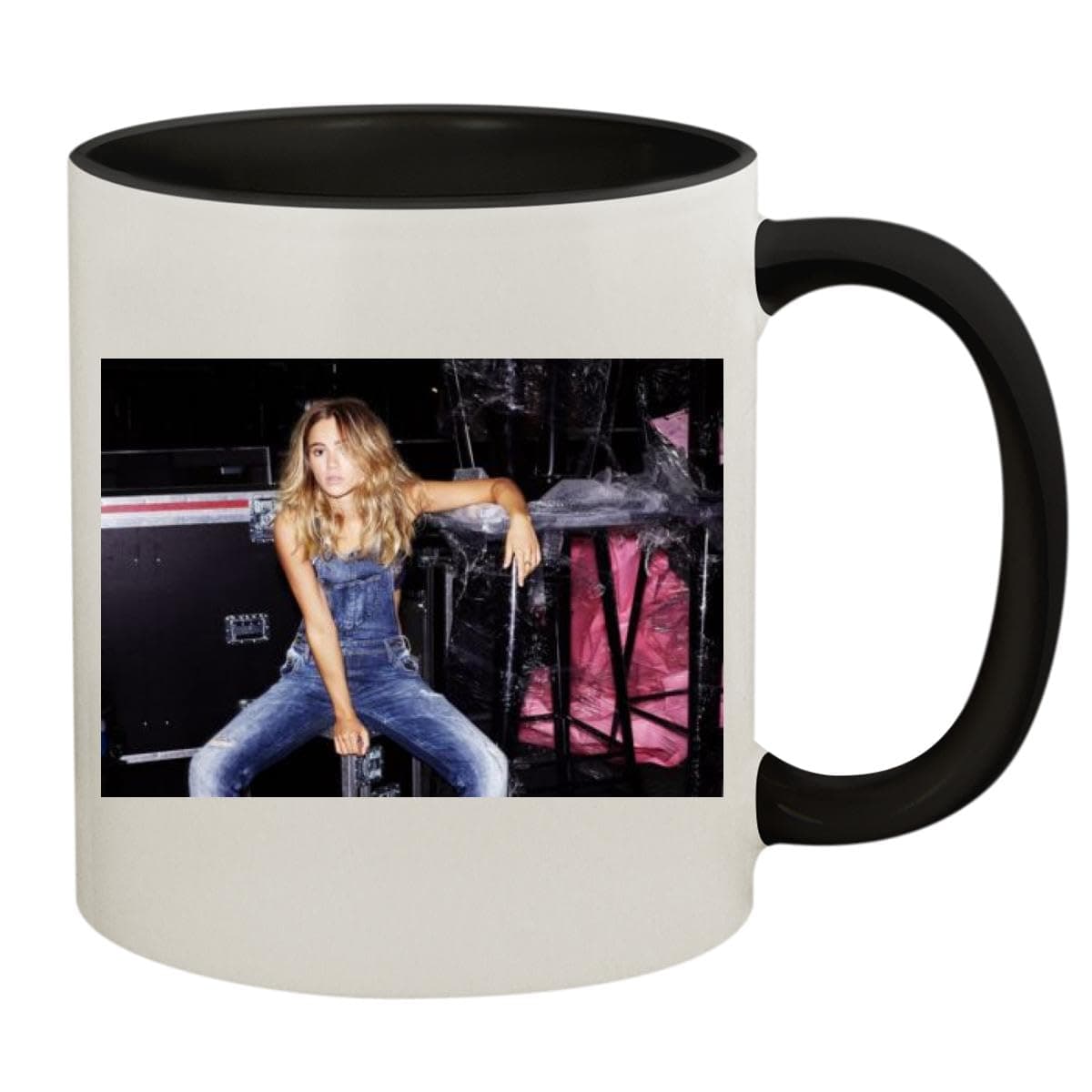 Suki Waterhouse - 11oz Ceramic Colored Handle and Inside Coffee Mug Cup GSTP #PDI582634, Black