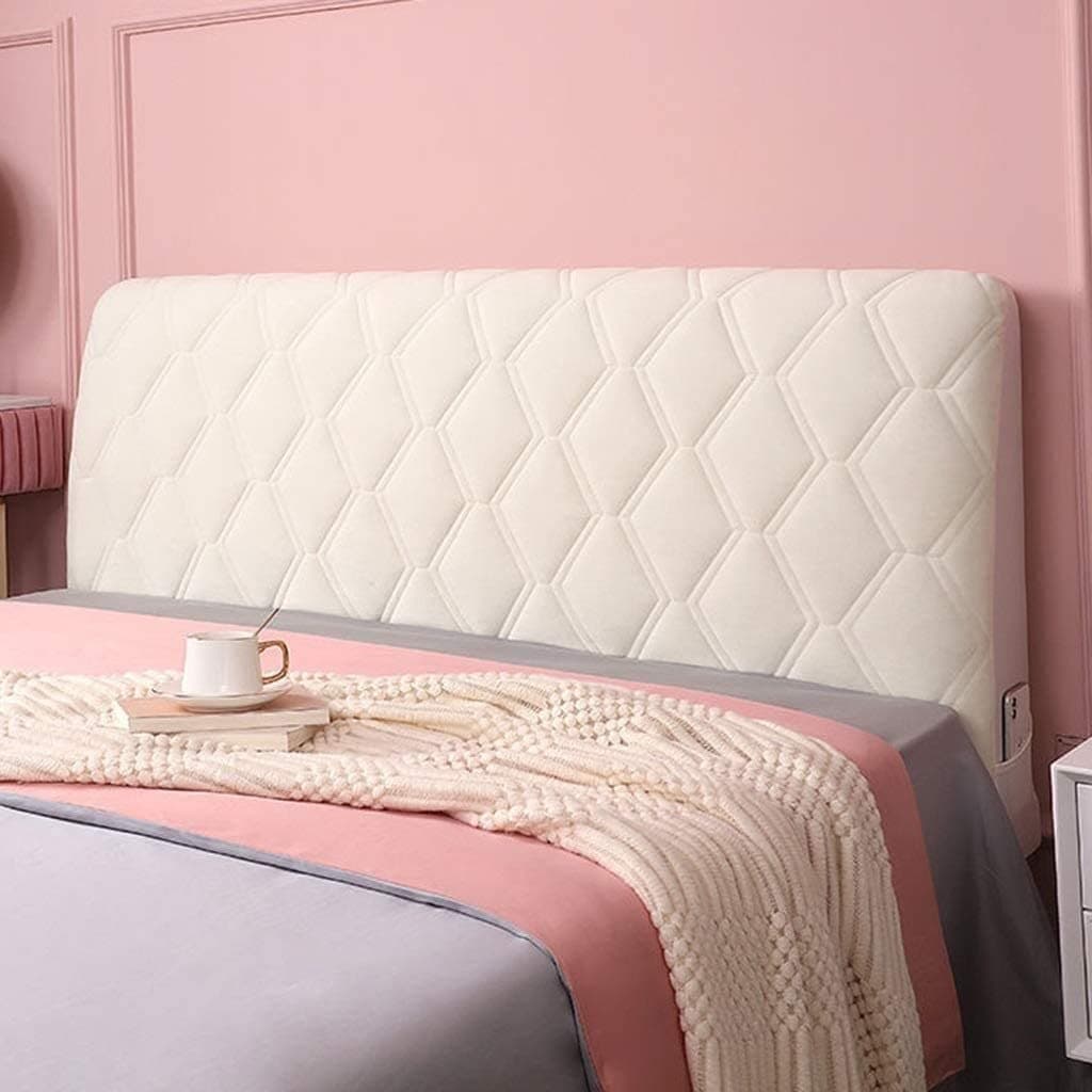Headboard Covers Slipcover, Stretch Bed Headboard Covers, Small Square Jacquard Dustproof Protector Cover for Upholstered Headboard (Milk White, Queen Headboard Length ( Color : #15 , Size : King:200c