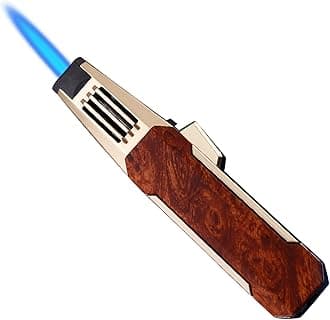 JOBON Solar Beam Torch - the Hottest Torch on Earth, Turbine Torcher, Adjustable Lockable Firepower Butane Refillable Jet Flame Lighter (Gas Not Included) (Brown with Gold)
