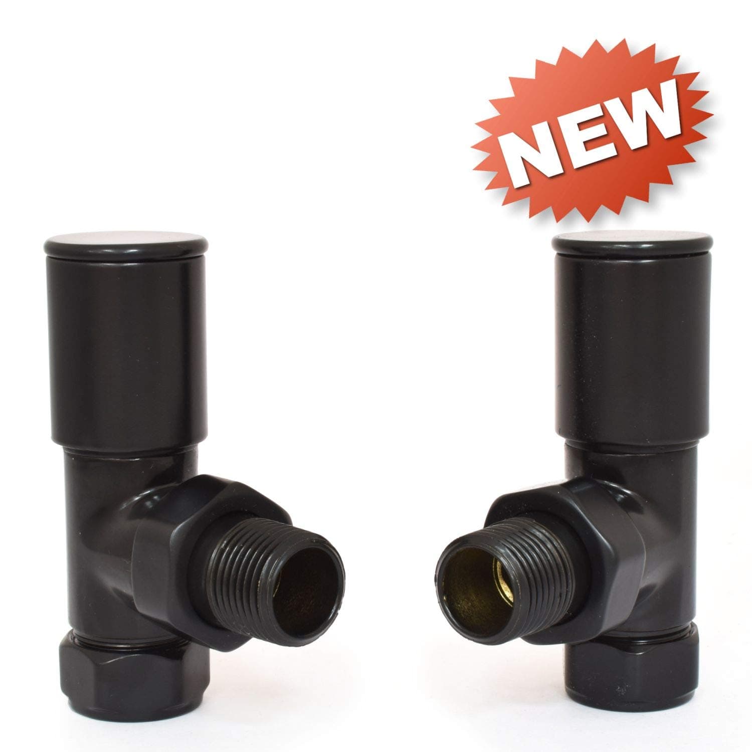 006 Modern Manual Angled Jet Black Radiator Valves