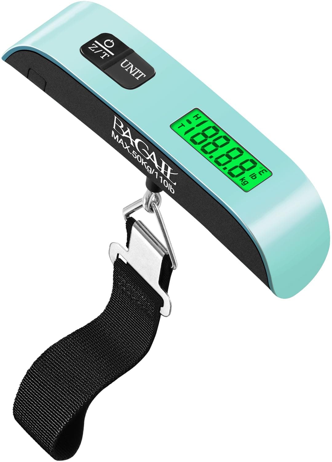 BAGAIL Digital Luggage Scale, 110lbs Hanging Baggage Scale with Backlit LCD Display, Portable Suitcase Weighing Scale, Travel Luggage Weight Scale with Hook, Strong Straps for Travelers