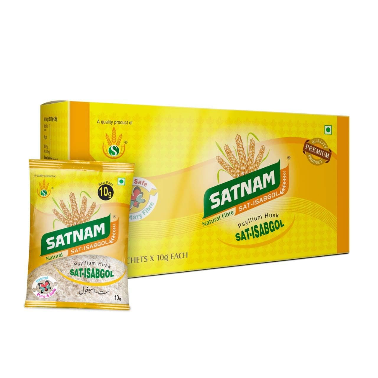 Sat-Isabgol Psyllium Husk | Travel Friendly Pack | 250 Gram - 25 Sachets