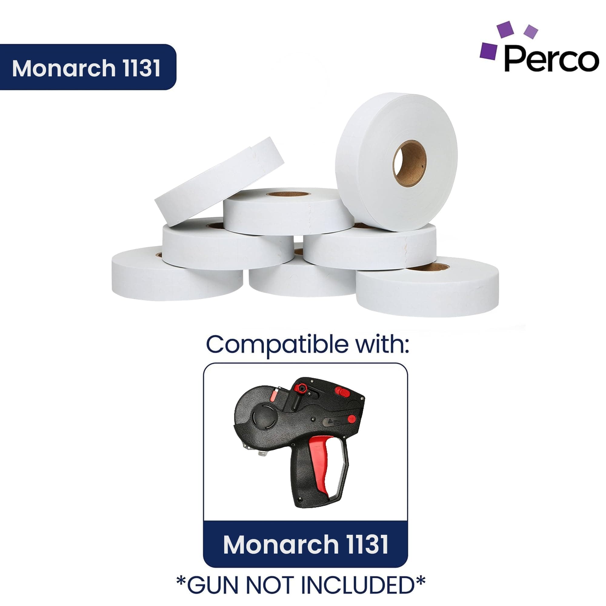 Perco White Pricing Labels for Monarch 1131-20,000 Count, 8 Rolls, Ink Roll Included