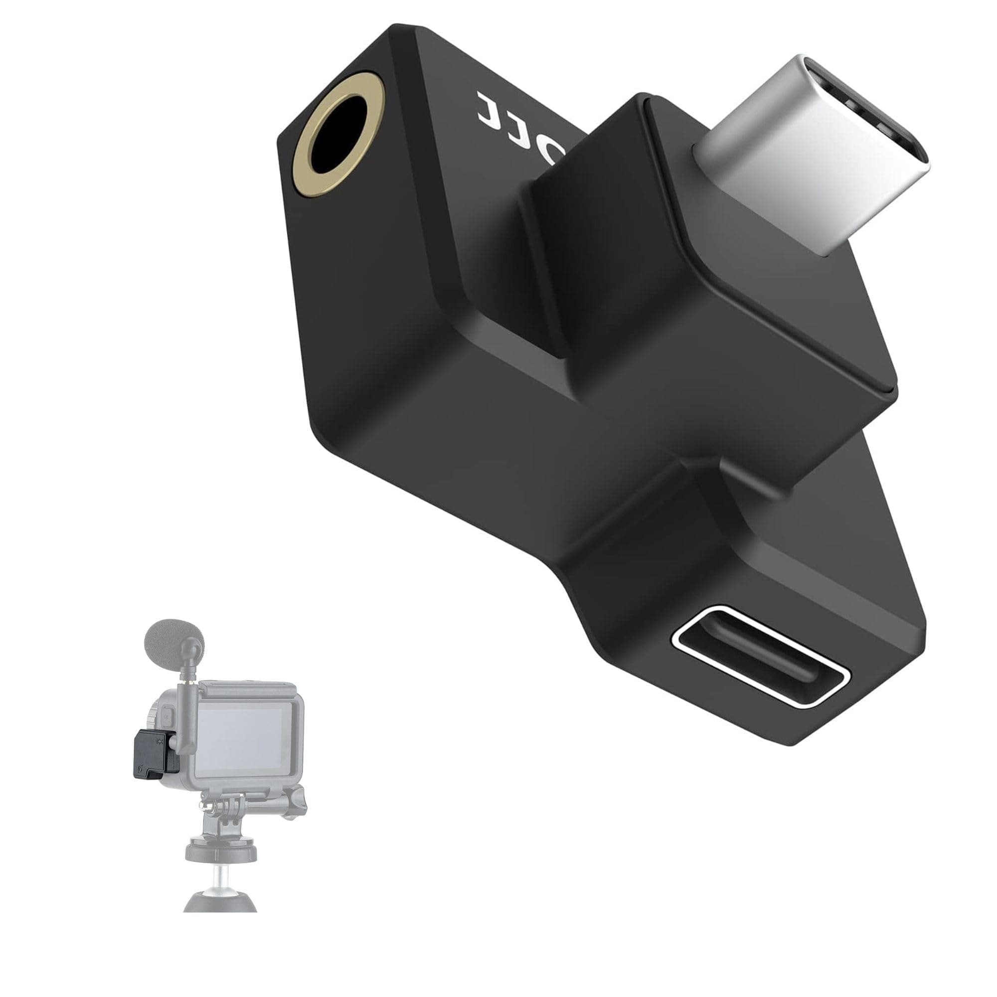 JJC Dual USB-C 3.5mm Mic Adapter for DJI Osmo Action Charging and Data Transferring, Audio Adapter Vlogging Accessories for OSMO Action Camera