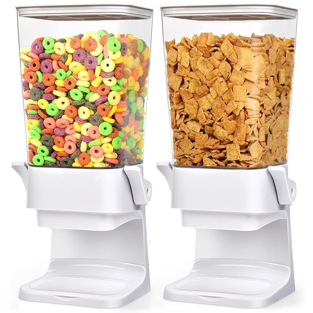 Cereal Dispenser Countertop 2 Pack 5.5 Qt Large Cereal Storage Container Holder Dispenser for Pantry Dry Food Snack Nut Candy Dispenser Countertop Kitchen Organization Storage for Oatmeal Granola