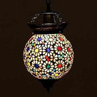 Handcrafted Luster Colour Decorated Mosaic Glass Hanging Lamp