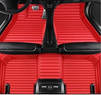 Custom All-Weather Protection Leather Car Floor Mats for Cars Sedan SUV Sports Car Waterproof Floor Mat (3D RED)