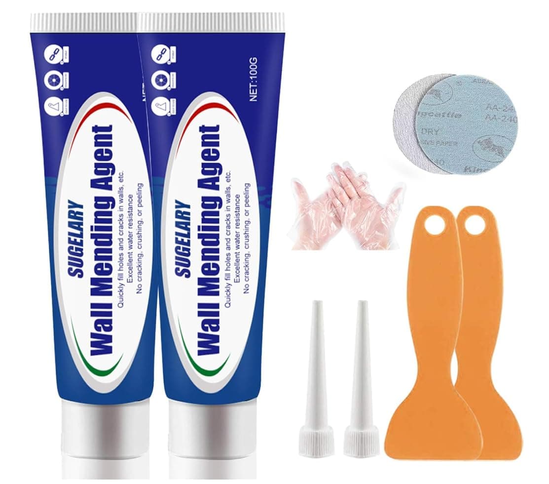 Wall Repair Cream, Waterproof Wall Mending Agent, Quick Drying Wall Repair Paste Kit, Effectively Repair Wall Scratches, Nail Holes, s, Graffiti, Renovation Solutions for White Walls (100g2pack)