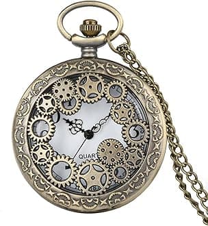 Yellow Chimes Pocket Watch for Men Pendant with Chain for Men Dual Purpose Stainless Steel Clock Watch Pendant for Men and Boys, One Size, Stainless Steel, No Gemstone