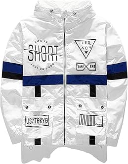 AITFINEISM Men's Lightweight Windbreaker Jacket Casual Zip Up Jackets With Hooded