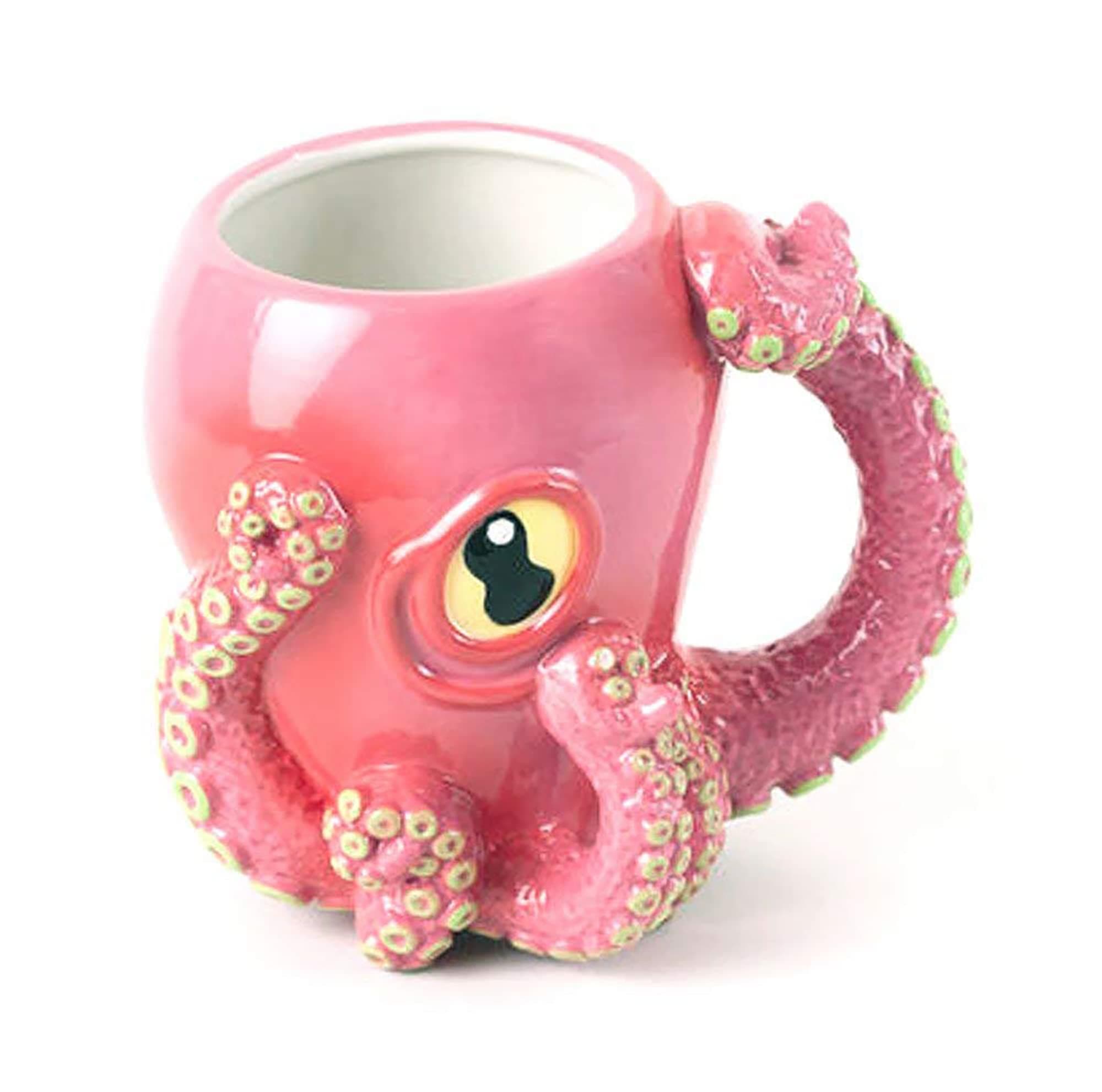 3D Pink Octopus Ceramic Mug,Novel Handmade Octopus Shaped Statue Cup,Festivals or Birthday Gifts for Coffee and Milk Tea Enthusiasts