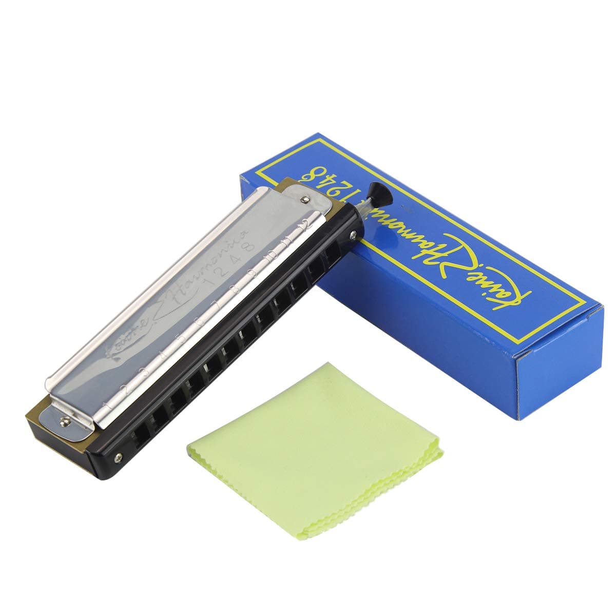 Kaine C Key Chromatic Harmonica 12 Hole 48 Tone Harmonicas Chrome