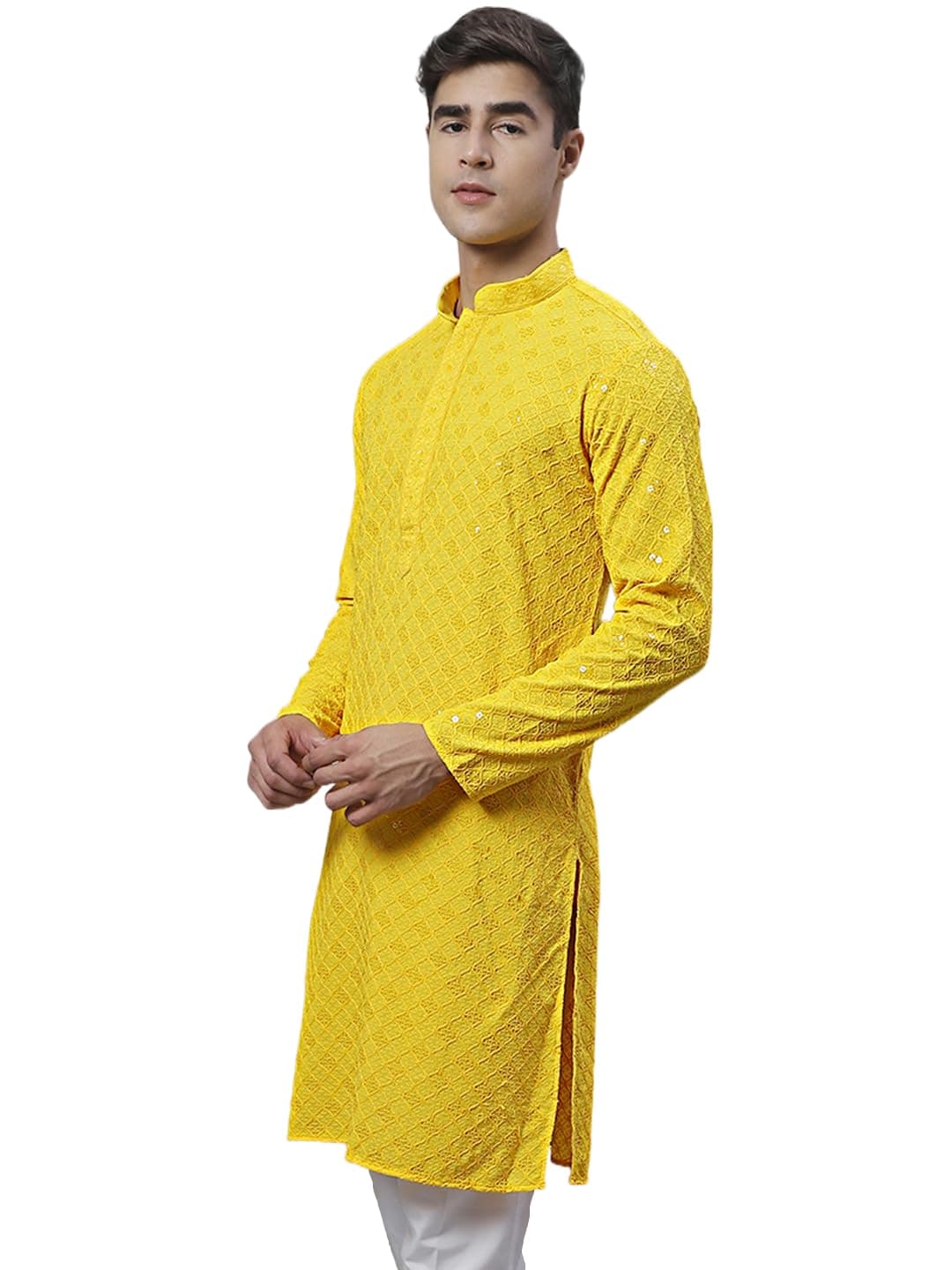 Jompers Men's Chikankari Embroidered and Sequence Kurtas Only