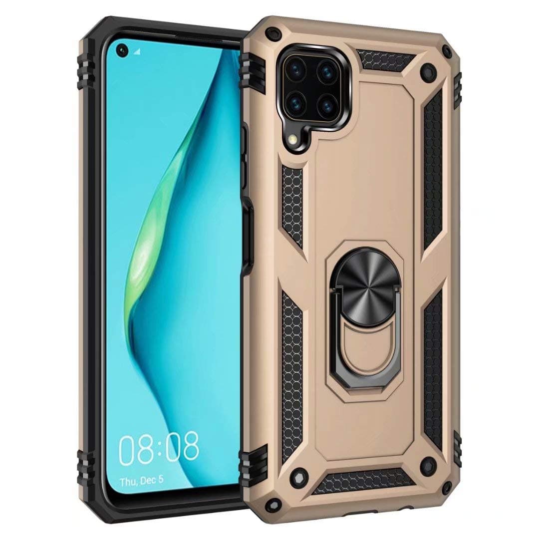 Smfu Case for Huawei Nova 6SE Case with Ring Cover with screen protector 360 Rotating Magnetic Kickstand Holder Drop Tested Protective Shockproof Non-slip Case（Gold）