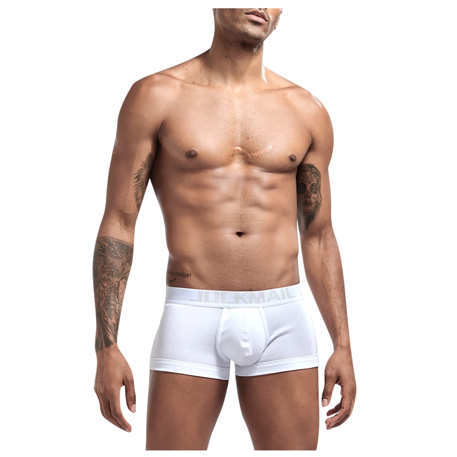 Men Basic Low Waist Sexy Solid Color Stretch Boxers Slim Fit Breathable Comfortable Underwear Soft Panties Casual Undergarments Elastic Band Letter Print Belt Boxer