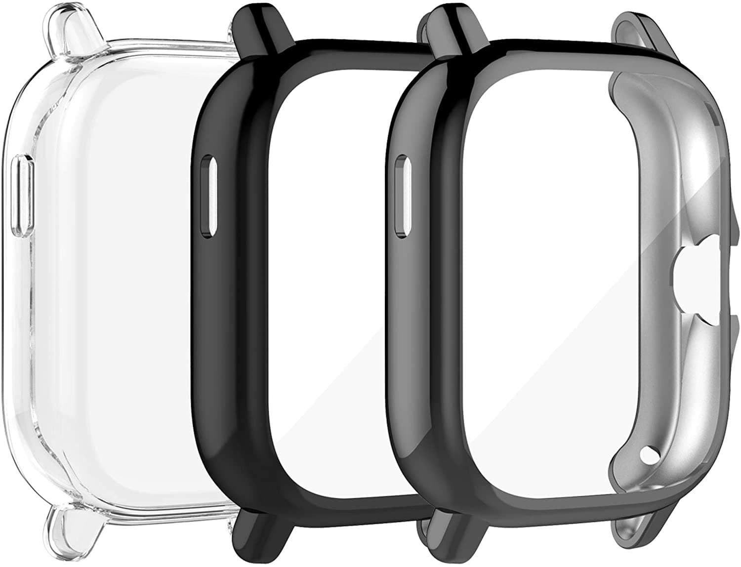 TenCloud Cases Compatible with Amazfit GTS 2/GTS 2e Smartwatch Men Women Watch Case Soft TPU Shockproof Bumper Cover Screen Protector Case for Amazfit GTS 2/GTS 2e Only (Black+Gray+Clear)