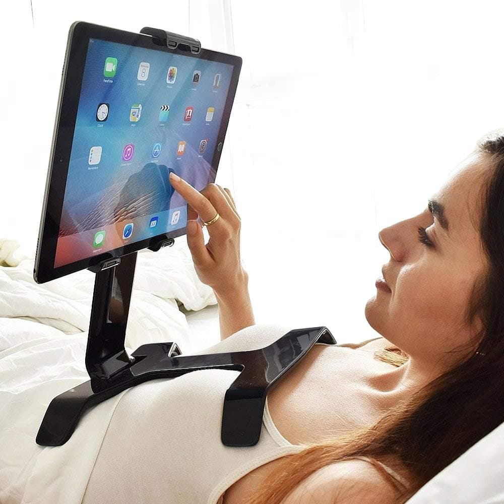 Tstand Tablet Stand - Holder for Bed - Multi-Use, Universal - Compatible with all iPad models 7"-10.5" and Nintendo Switch - Black