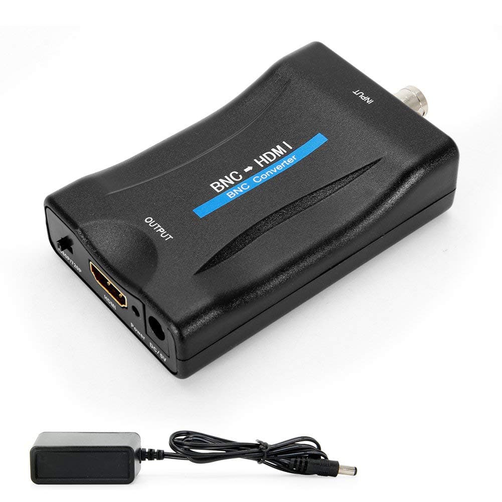 CVBS BNC to HDMI Converter, Composite BNC and Audio Input to HDMI Output Adapter with 720P/1080P Switch, Transfer Analog Video Signal from CCTV Security Camera to HD Monitor Projector Computer