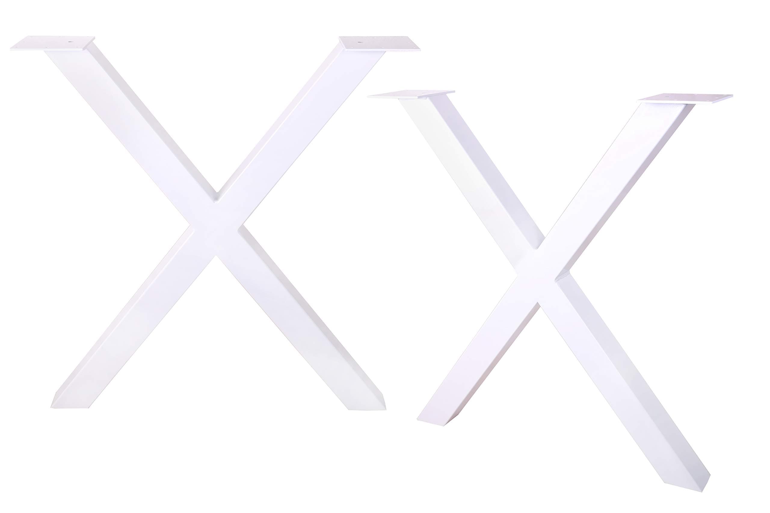 28" Dining Table Legs, X-Shaped Steel Table Legs, Office Table Legs,Computer Desk Legs,Industrial Kitchen Table Legs,Set of 2,White