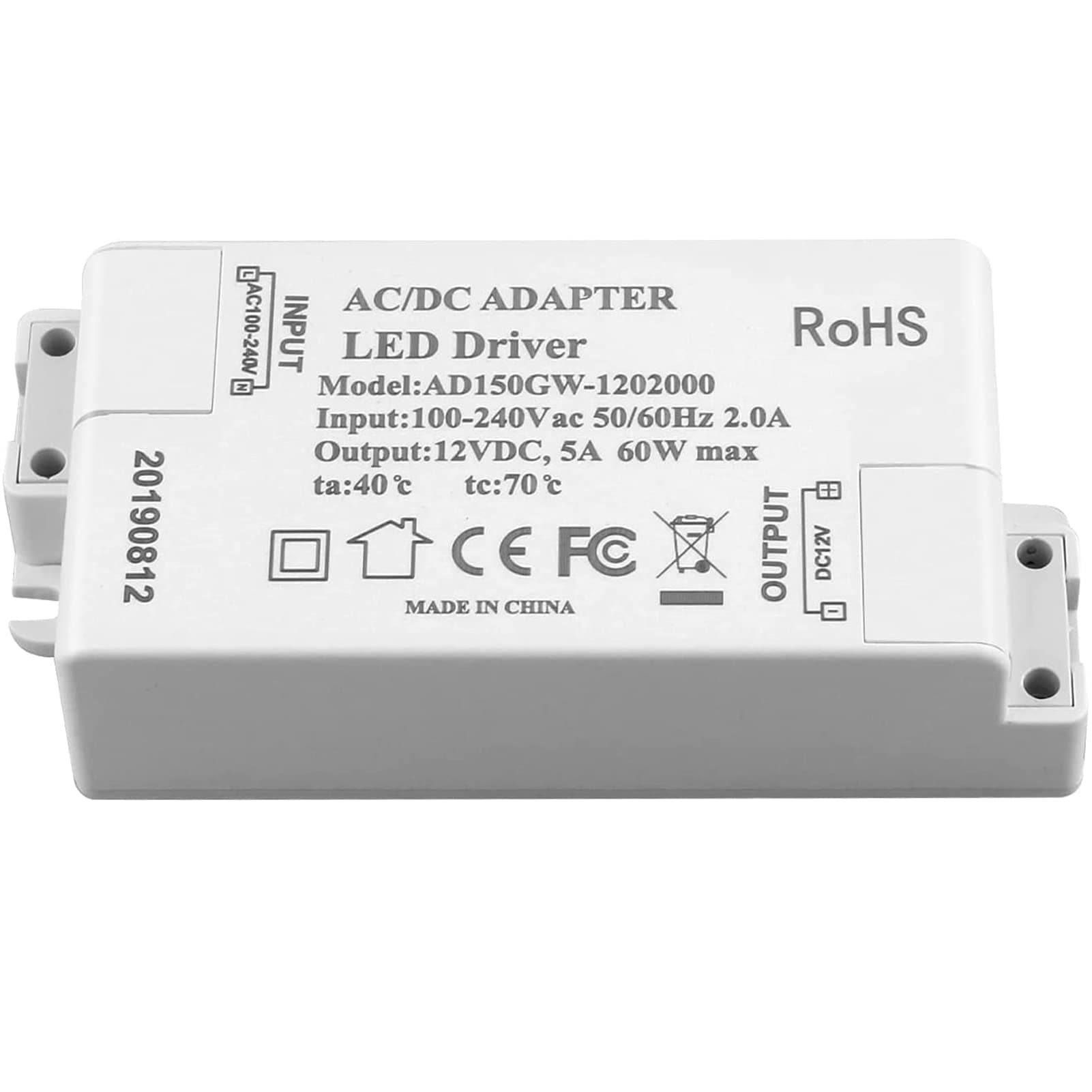 ADOGOLED Transformer LED Power Supply- 24W, 12V DC, 2A - Constant Voltage for LED Strip Lights and G4, MR11, MR16 LED Light Bulbs (60W)