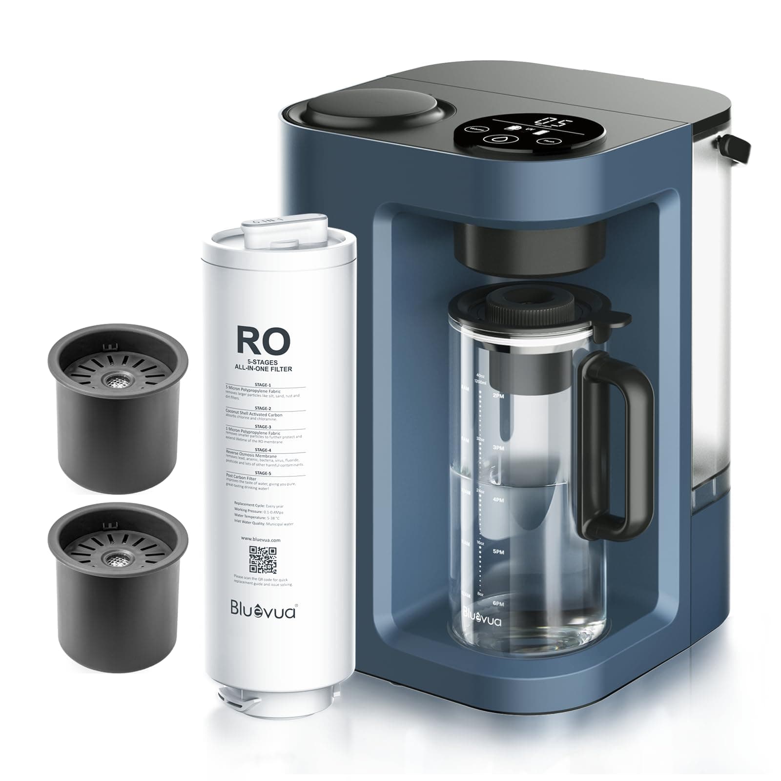RO100ROPOT-Lite(UV) Countertop Reverse Osmosis Water Filter System, Blue, with Dual-Pack Remineralization Filters, Bundle