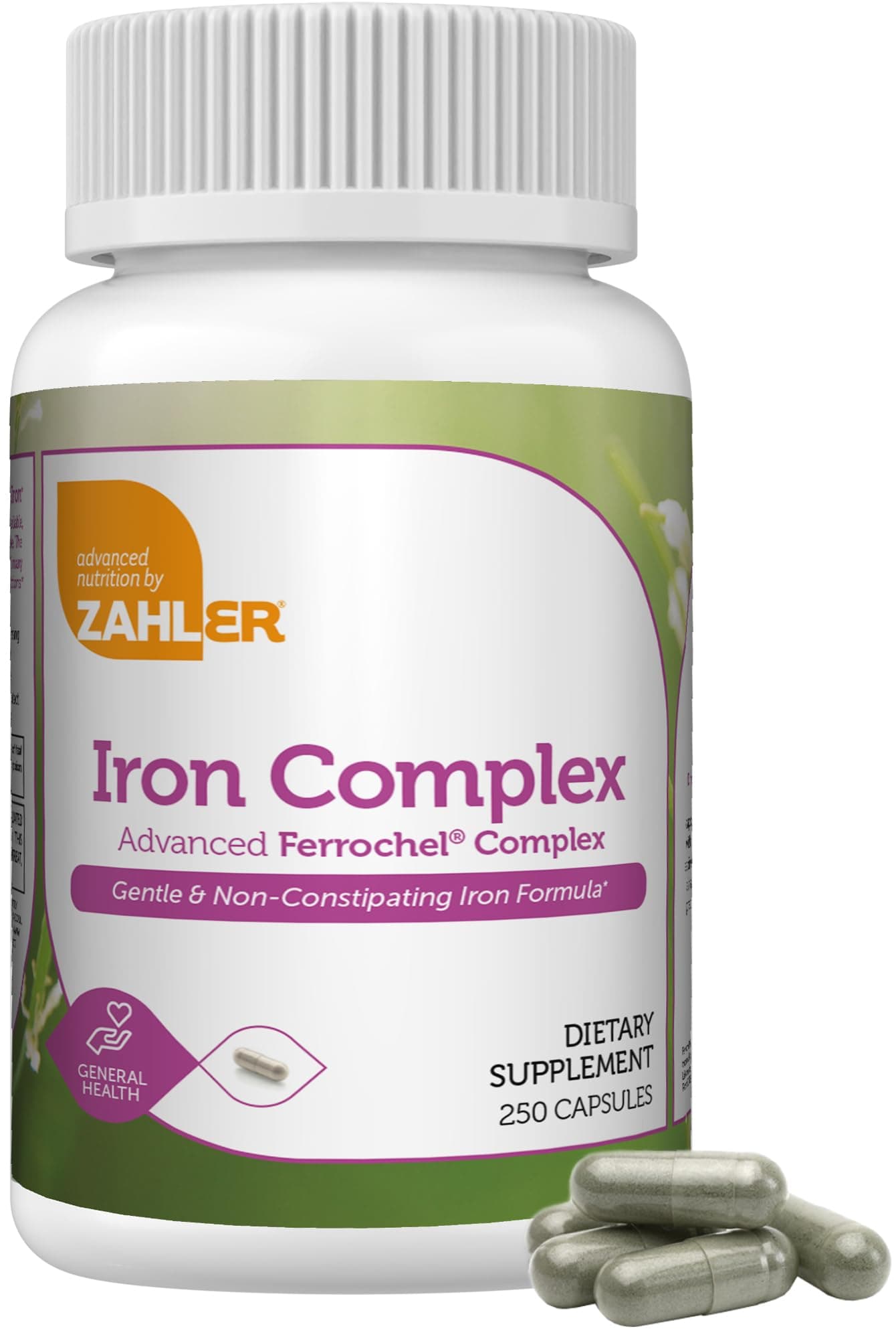Zahler Iron Complex, Gentle & Non-Constipating Iron Formula, 250 Capsules