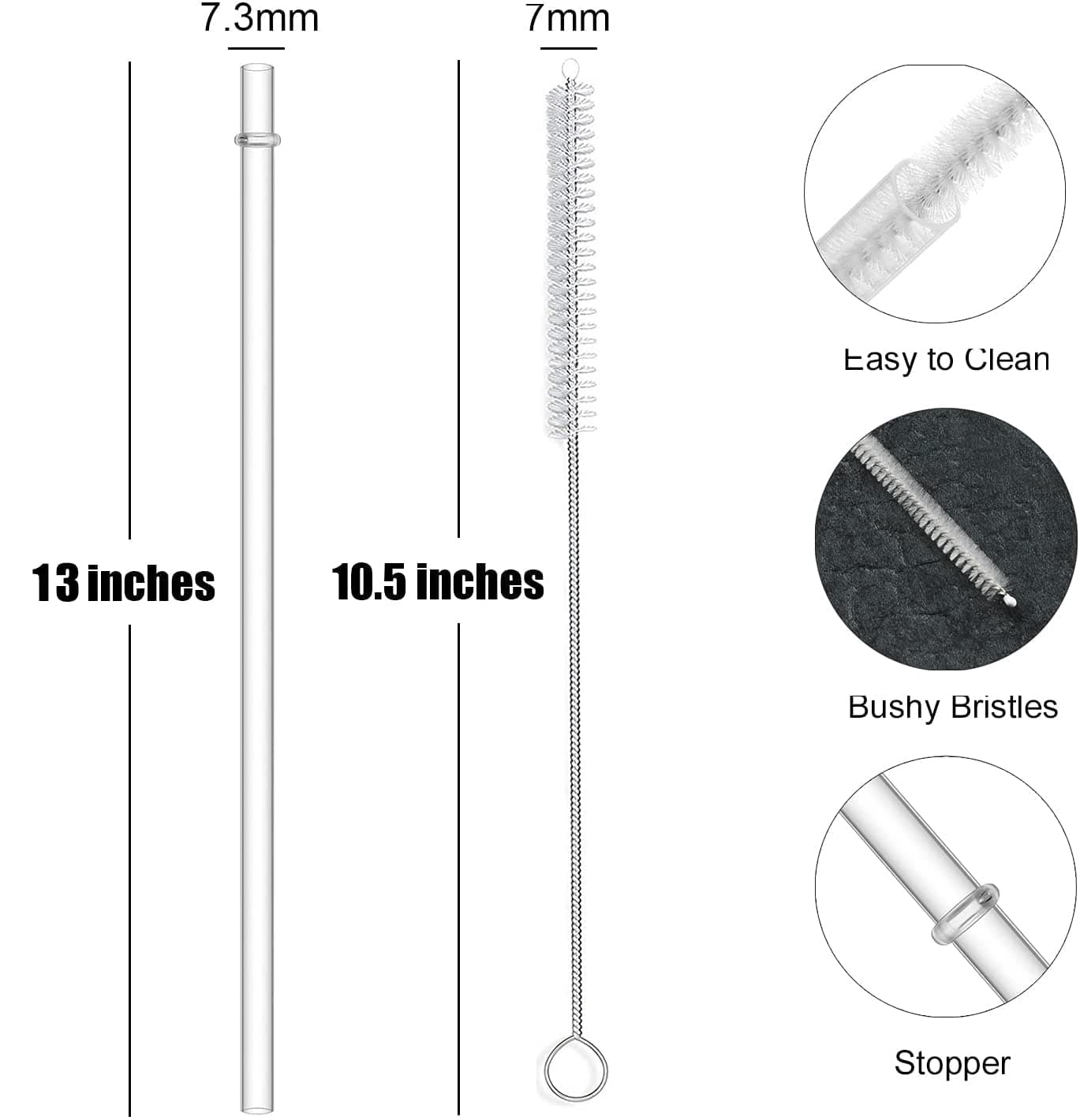 ALINK 12-Pack Reusable Plastic Clear Straws, 13 inch Extra Long Tumbler Straws for Stanley Cups, 1 Gallon, 64 oz 40 oz 32 oz Water Bottles, Plus Cleaning Brush