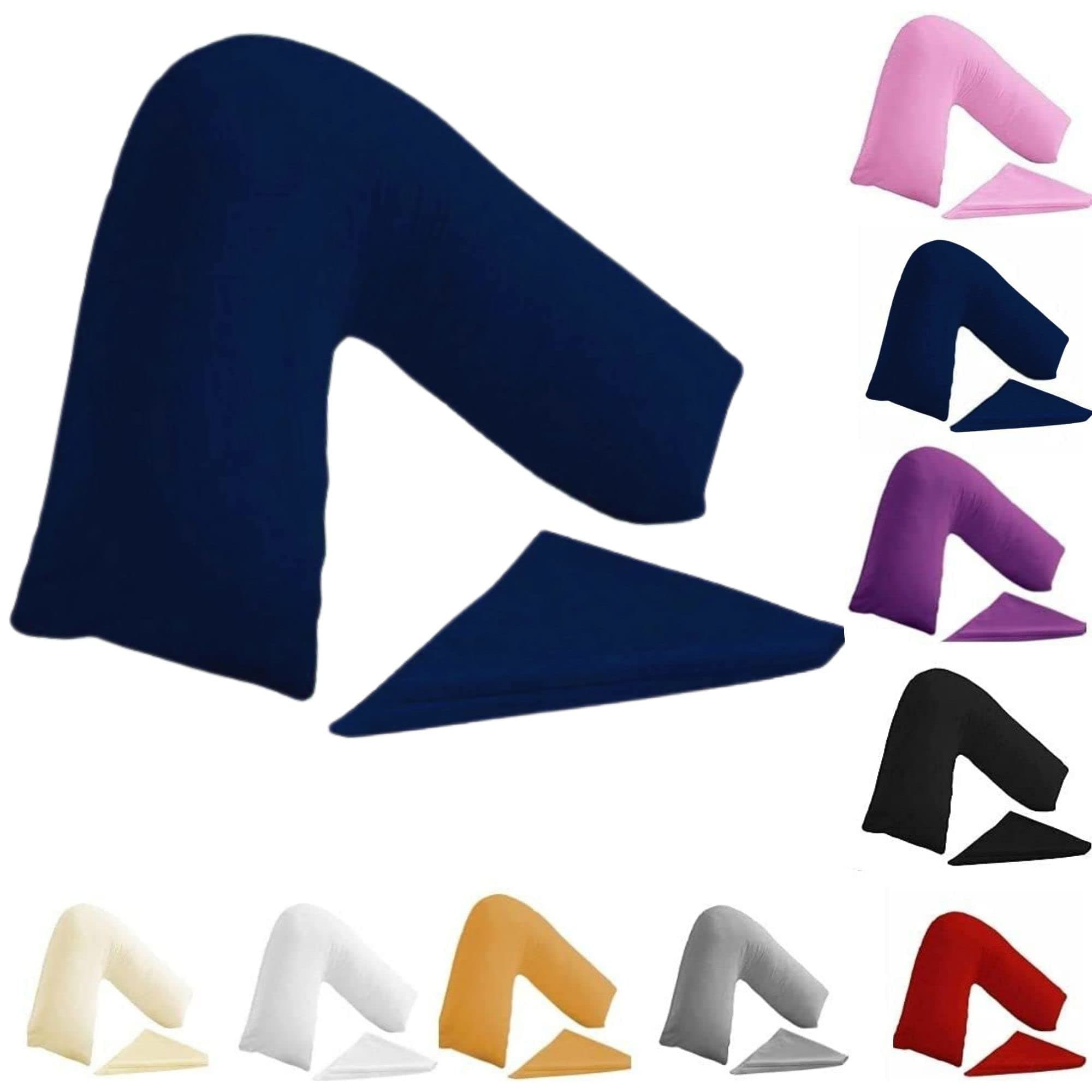 V shaped pillowcase cover, 100% Poly-cotton Back & Neck Support Orthopaedic Pregnancy/Nursing V Pillowcase cover only (Blue)