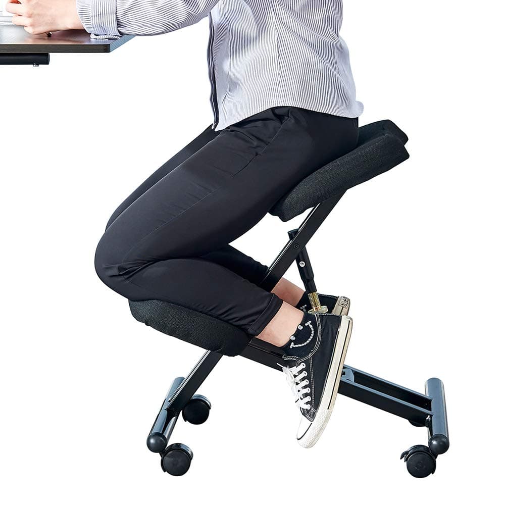 Modern Black Ergonomic Office Kneeling Chair Stool Adjustable Posture Home Knee Desk Chairs with Wheels for Orthopaedic Back Relife