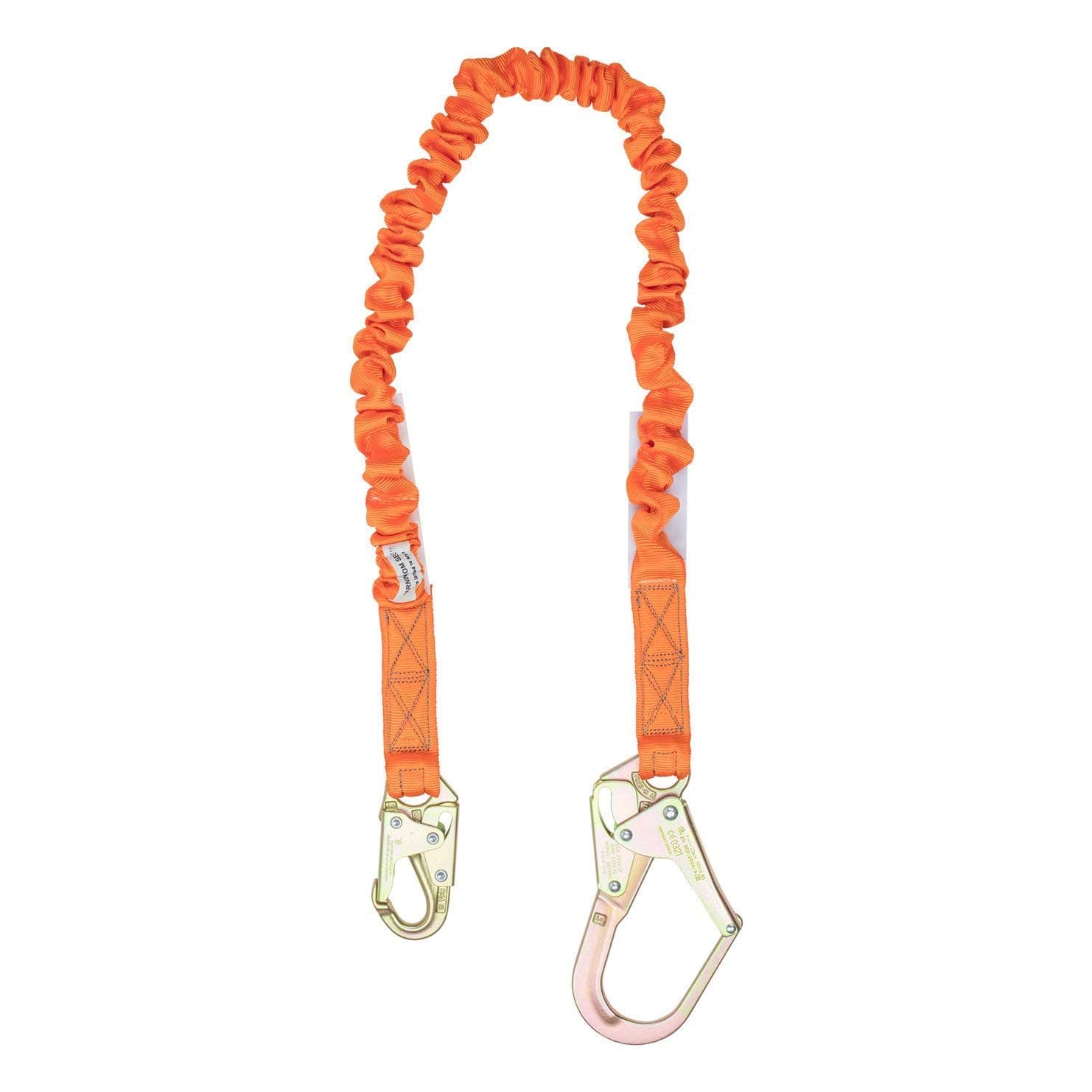 Malta Dynamics6' Single Leg Stretch Internal Shock Absorbing Lanyard with 1 Rebar Hook and 1 Steel Snap Hook, OSHA/ANSI Compliant