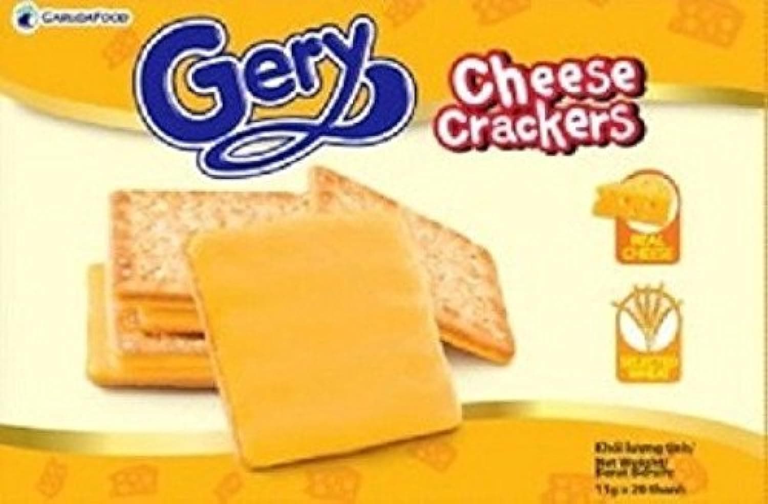 Gery Cheese Crackers Biscuit Crispy Cookie Snack with Sugar and Cheese Topped Filled (Box of 20 sachets, 1 cracker per sachet)