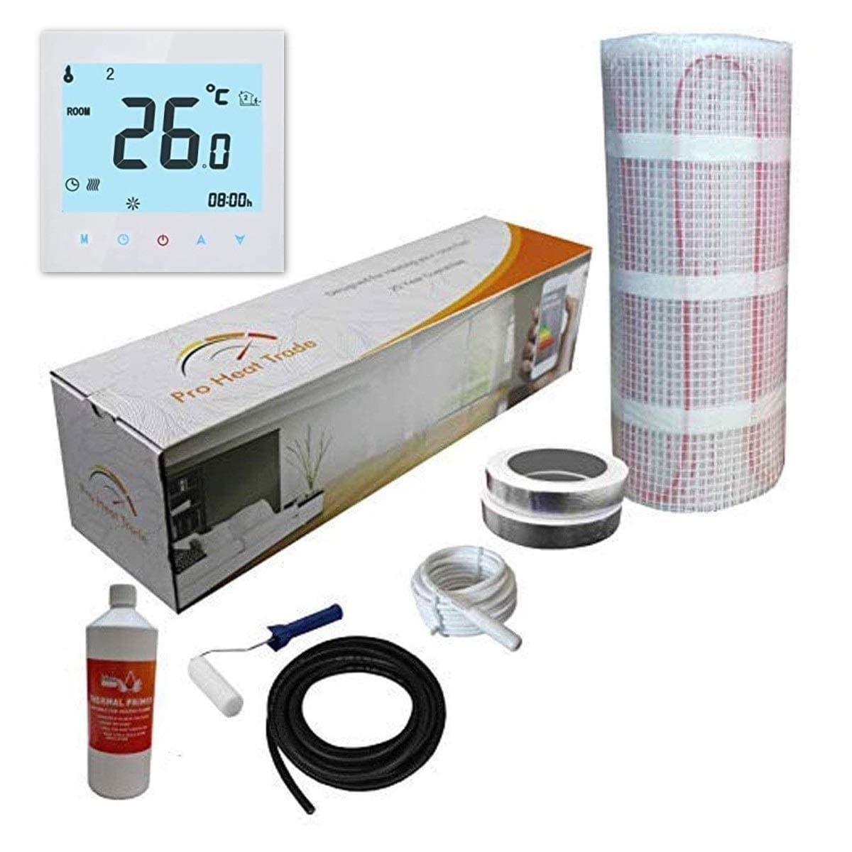 Electric Underfloor Yellow Box Heating kit 150w - 2.0m2 - White WiFi Thermostat